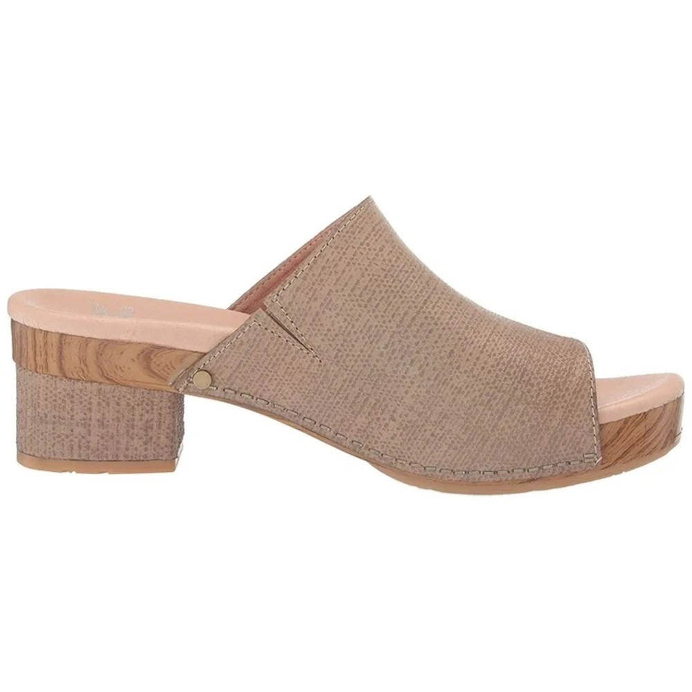 Dansko Beige Textured Leather Open-Back Sandal